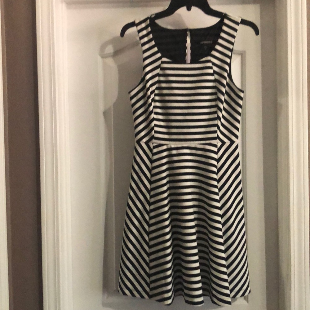 Black and white striped dress